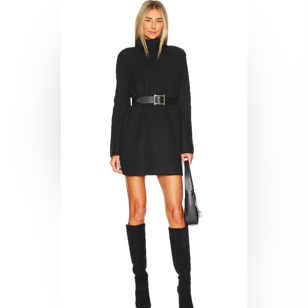 Steve Madden Abbie Sweater Dress Black Ribbed Turtleneck size XS